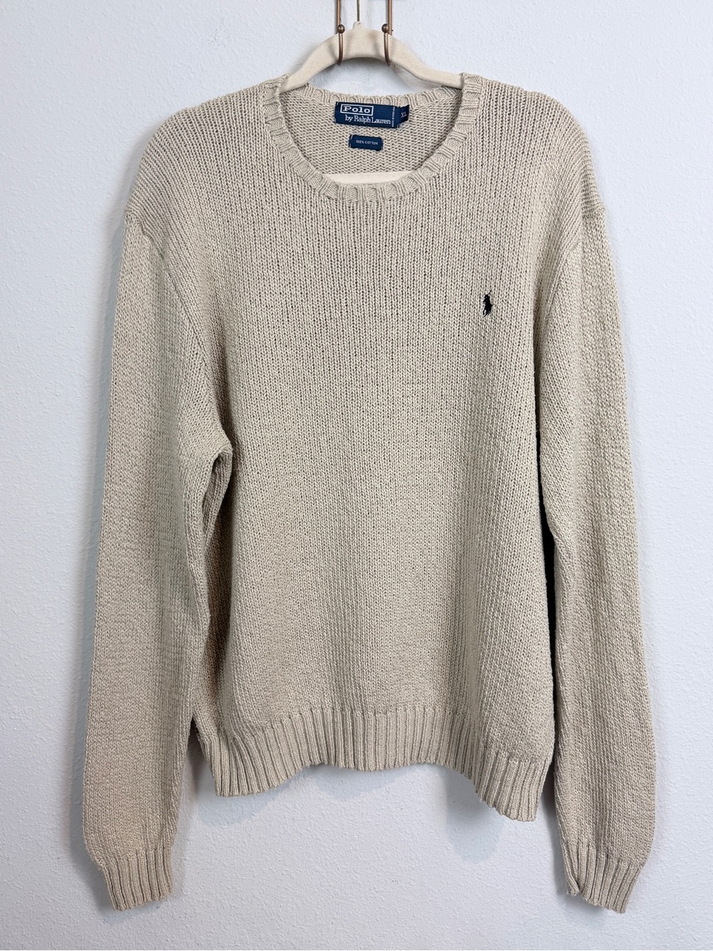 Vintage Polo Ralph Lauren Beige Crewneck Sweater XL